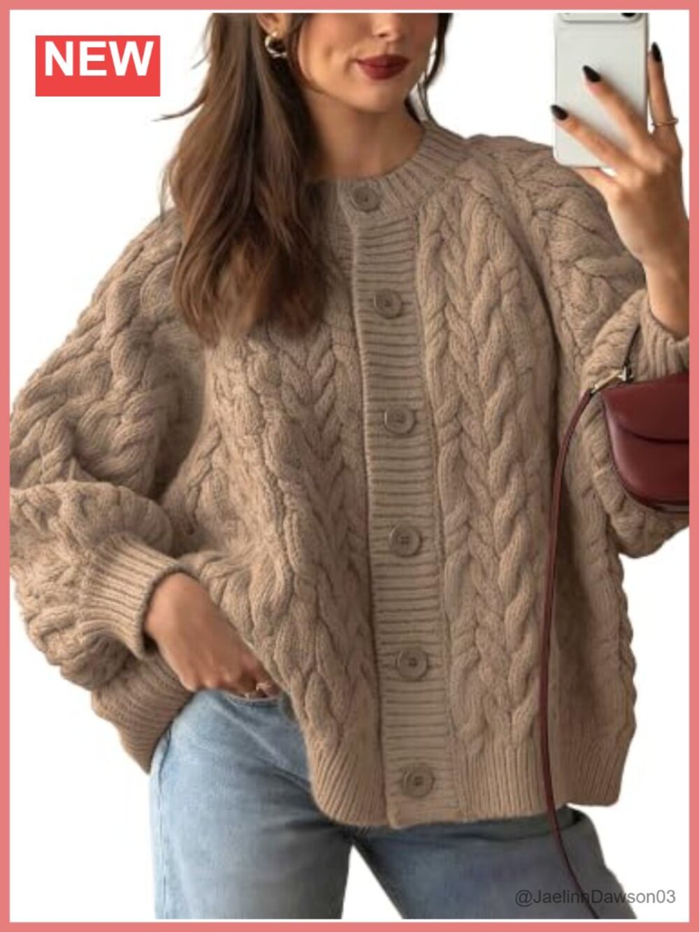 Oversized Chunky Cable Knit Button Down Cardigan Sweater Coat
